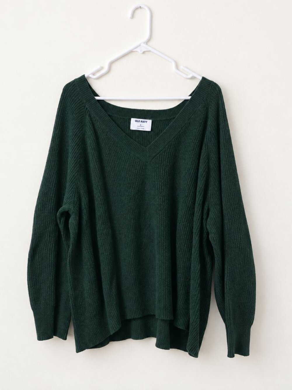 Old Navy Deep Forest Green Oversized V-Neck Sweater XXL